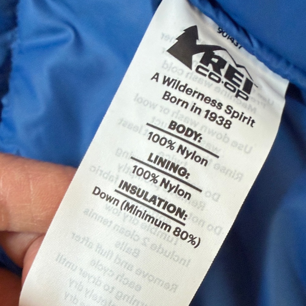 REI Men’s Down Quilted Blue Packable Puffer Vest - Picture 3 of 4